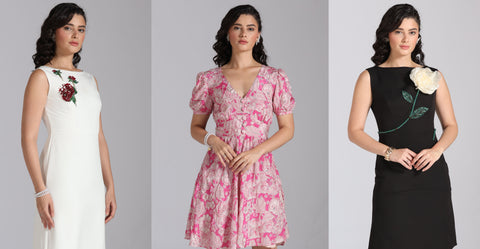 3 models wearing dresses from Amara Collection