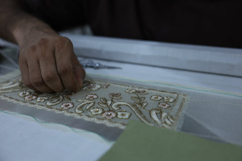 Hand Embroidery on cuffs of shirts