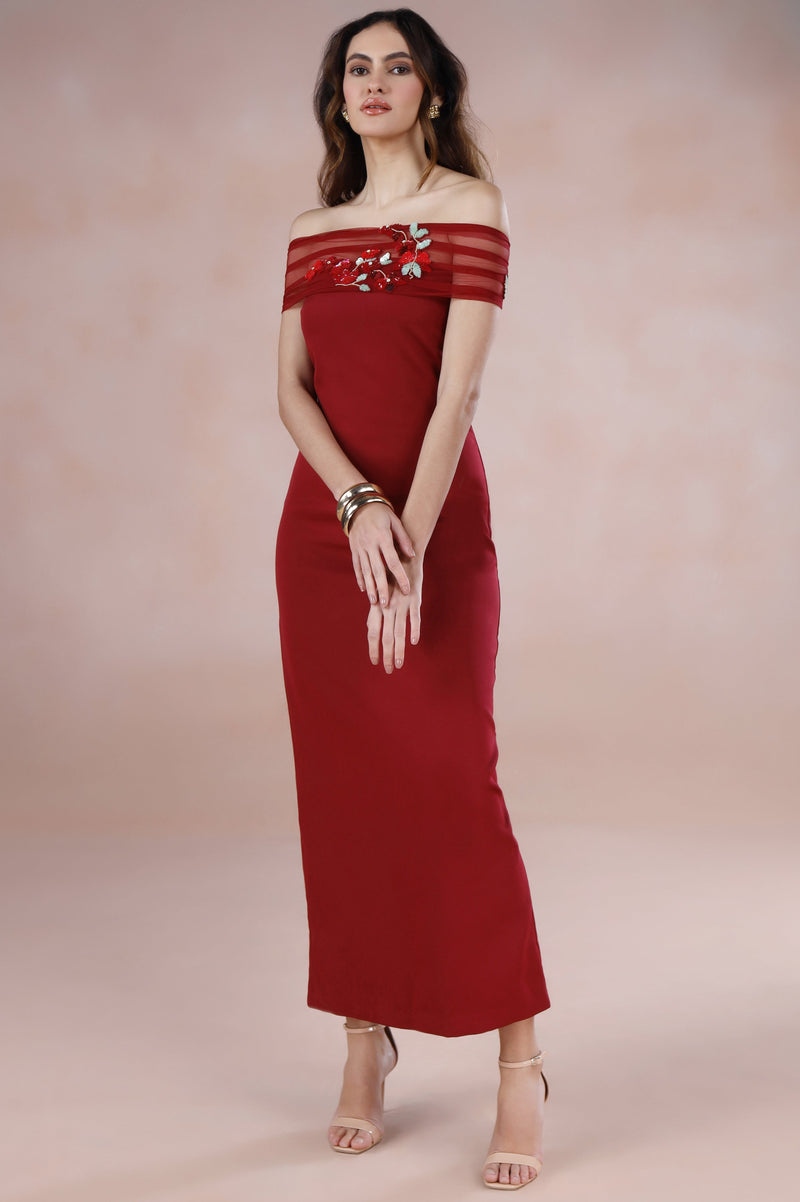 Crimson Poise Dress