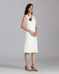 Crimson on  Ivory Dress